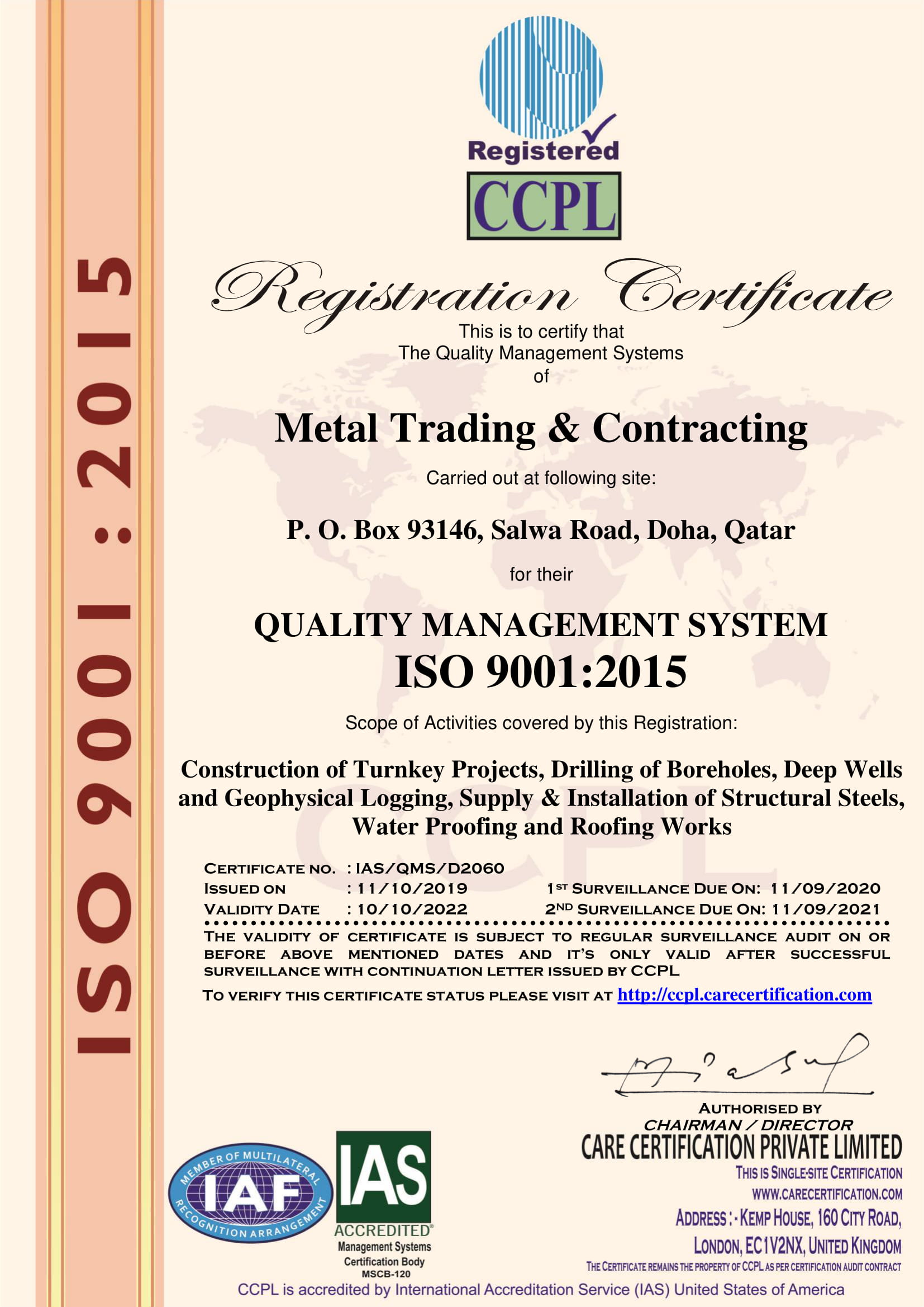 ISO 9001 2015 Certifications